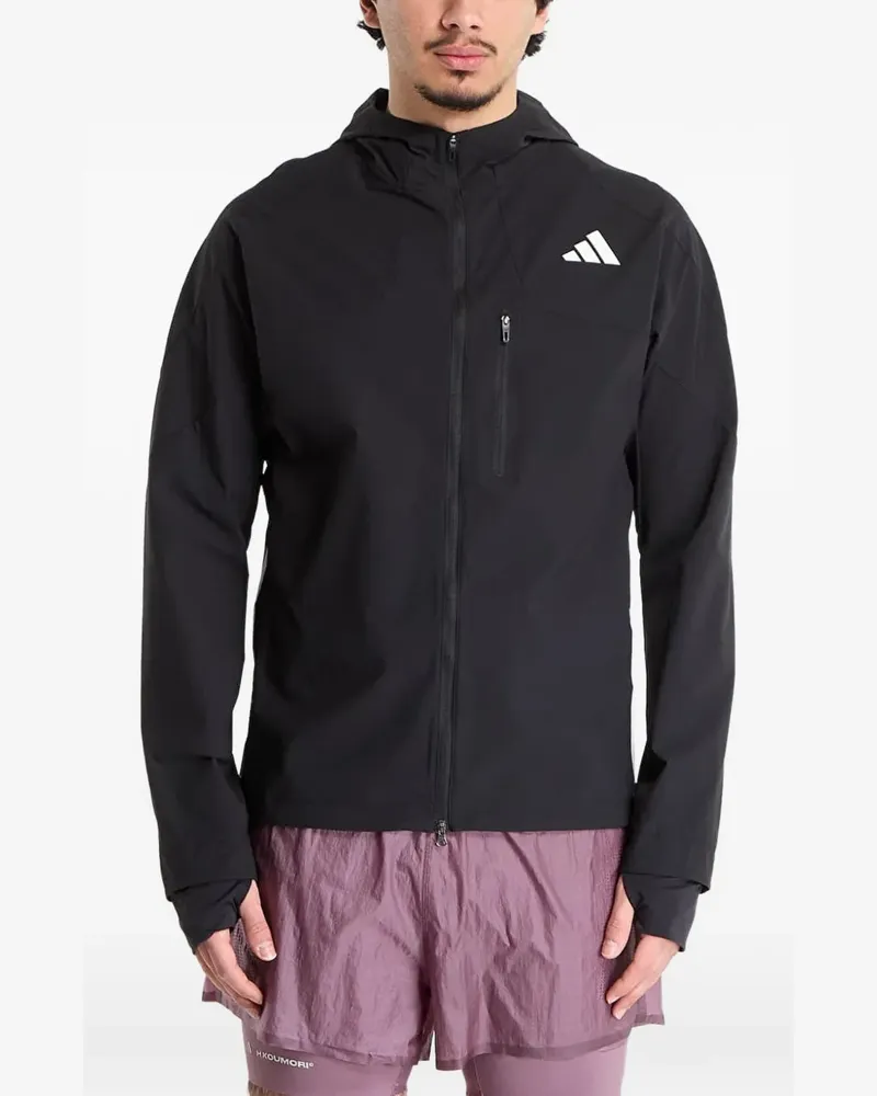 adidas Adizero logo-print hooded jacket - Schwarz Schwarz