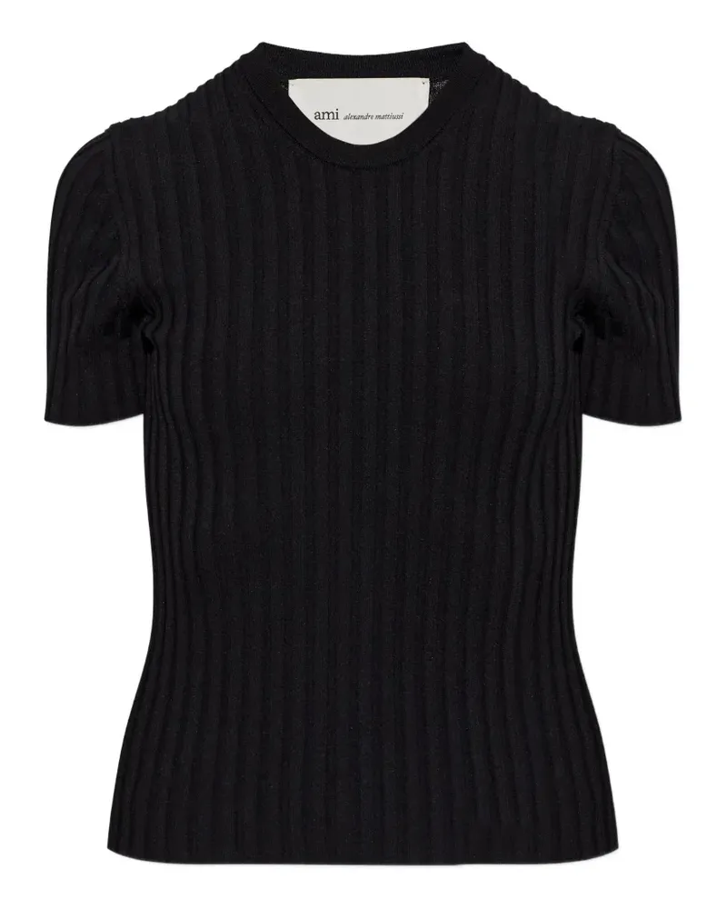 AMI Paris ribbed-knit T-shirt - Schwarz Schwarz