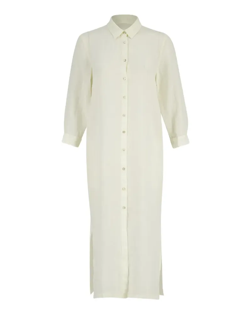 120% Lino button-down side-slit maxi dress - Nude Nude