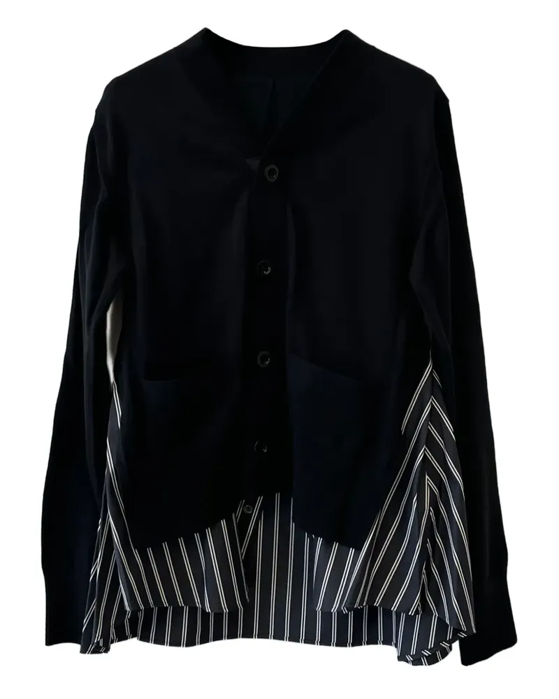 Sacai Cardigan mit gestreiften Einsätzen - Schwarz Schwarz