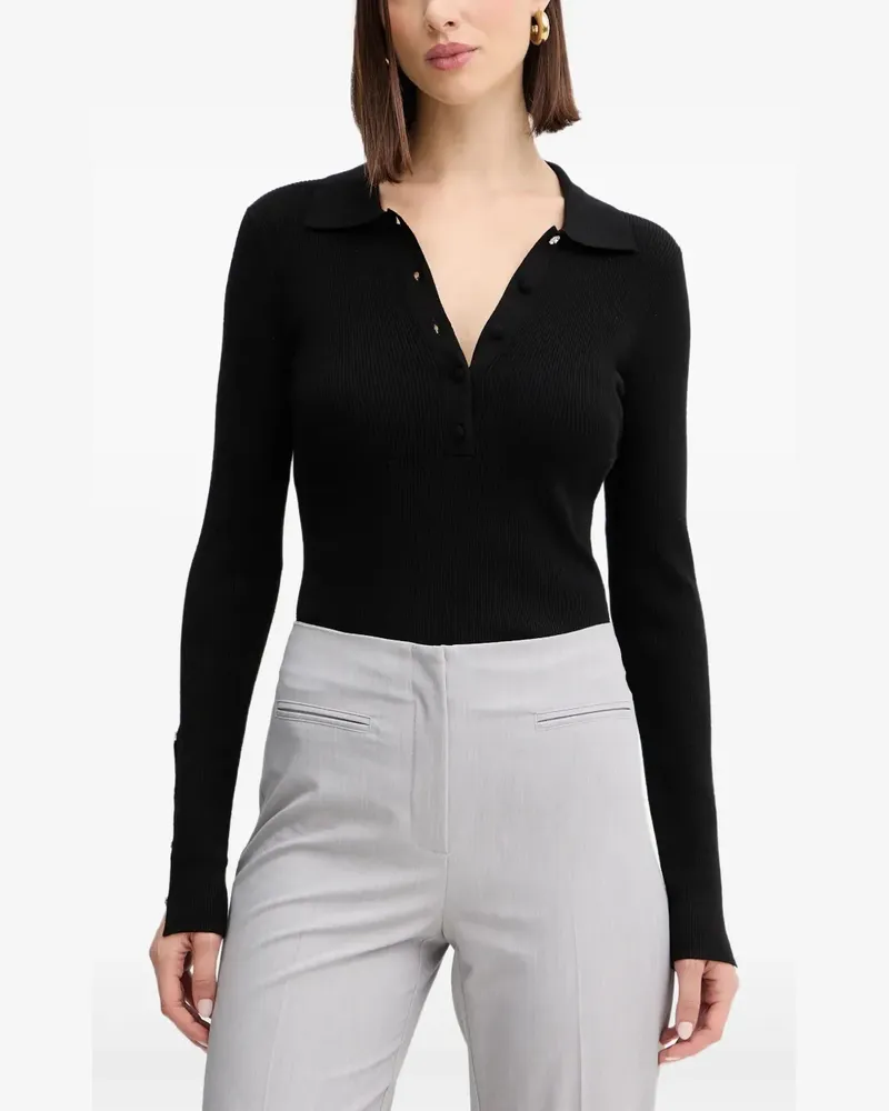 Liu Jo rhinestone-embellished polo top - Schwarz Schwarz