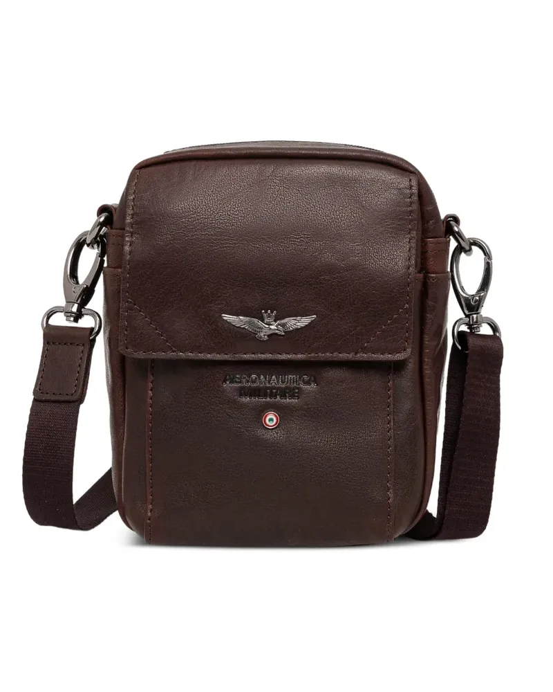 Aeronautica Militare logo-plaque leather belt bag - Braun Braun