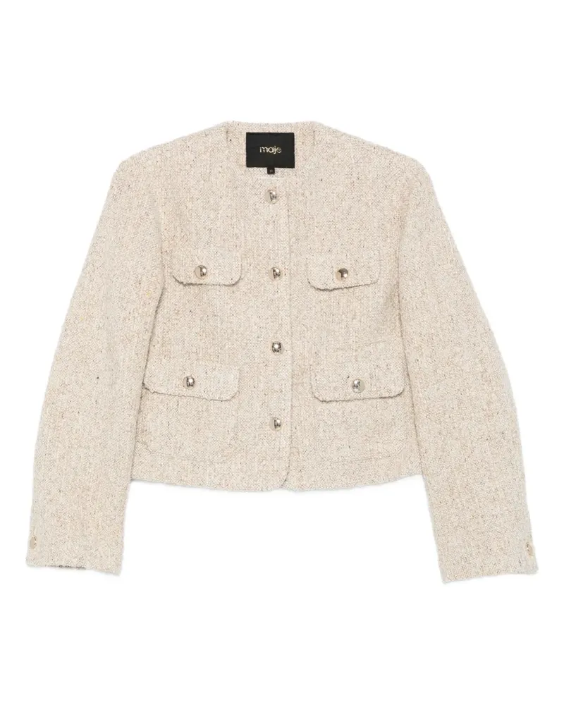 Maje Geknöpfte Cropped-Jacke aus Tweed - Nude Nude