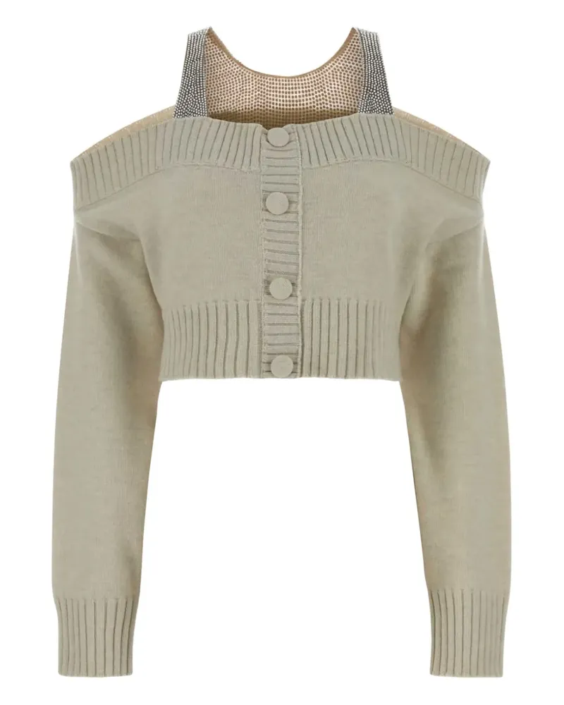 Giuseppe di Morabito crystal-embellished cold-shoulder cardigan - Nude Nude