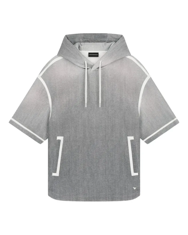 Emporio Armani Kurzärmeliger Hoodie mit Kontrastdetails - Grau Grau