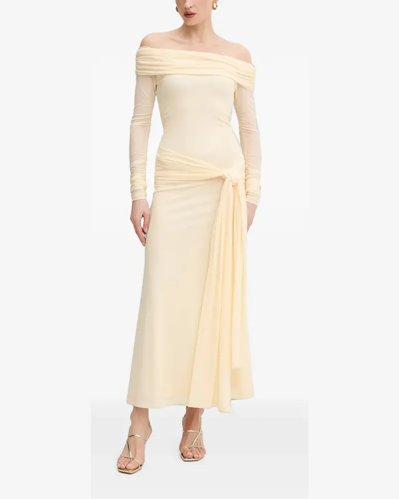 Bardot Selina off-shoulder ruched-detail maxi dress - Nude Nude