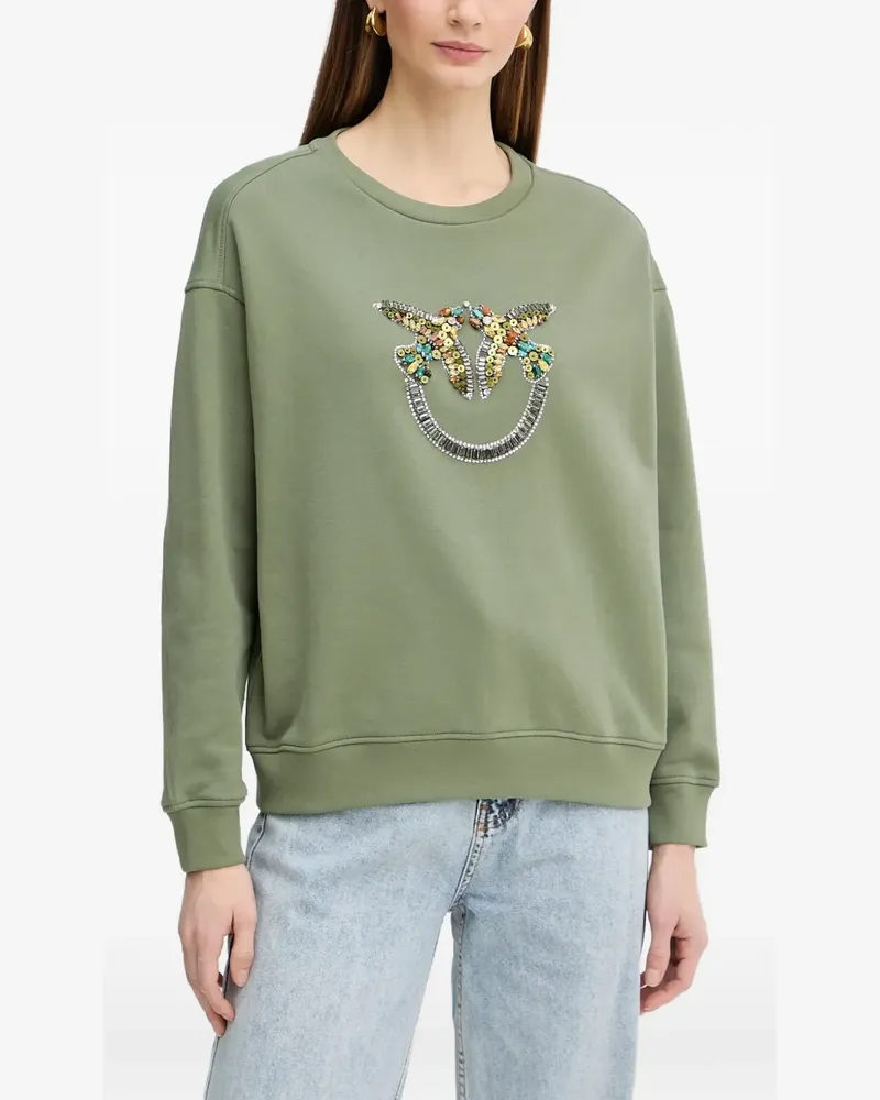 Pinko Sweatshirt mit Perlen-Logo - Grün Grün