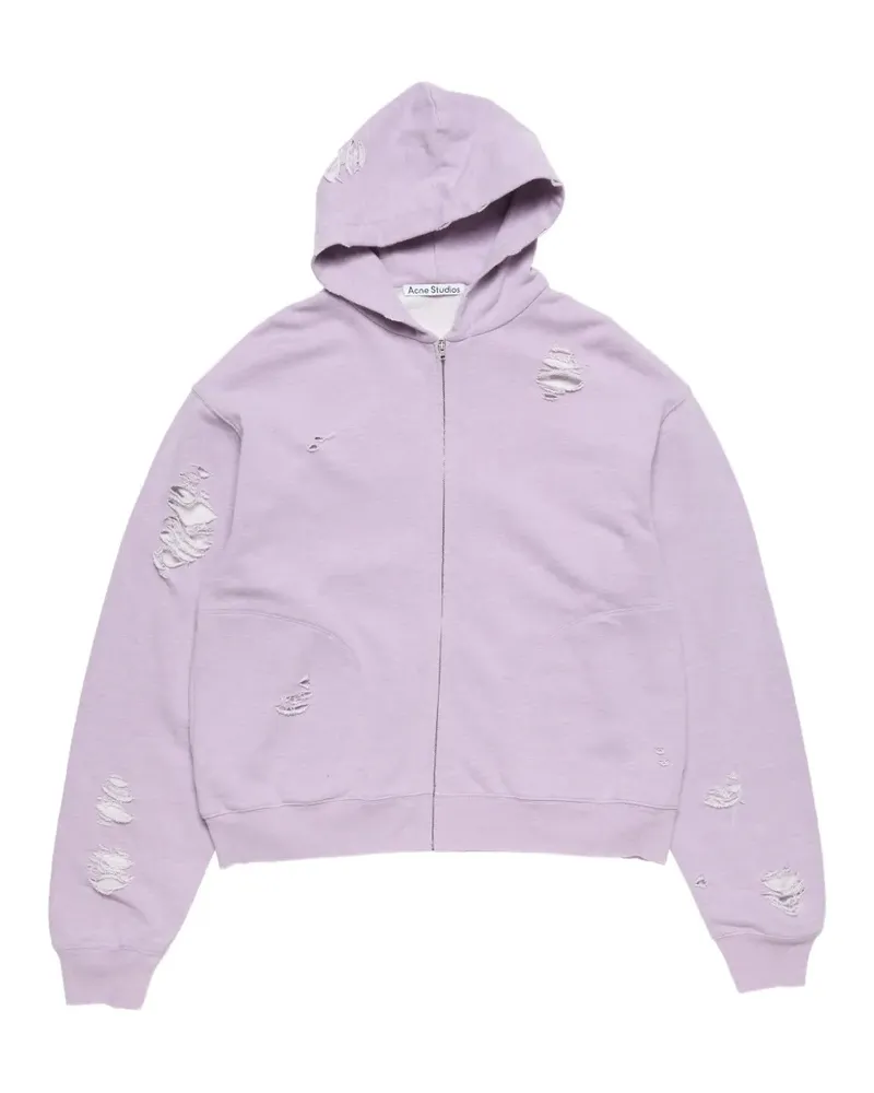 Acne Studios Hoodie in Distressed-Optik - Violett Violett