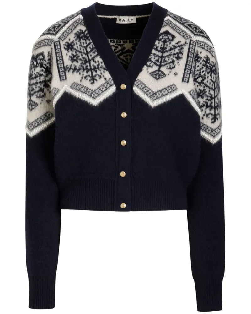 Bally Cardigan mit Blumenjacquard - Blau Blau