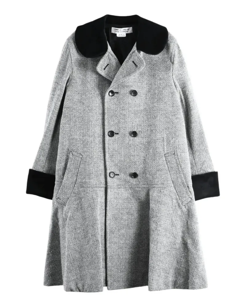 Comme des Garçons Doppelreihiger Mantel mit Kontrastbesatz - Grau Grau