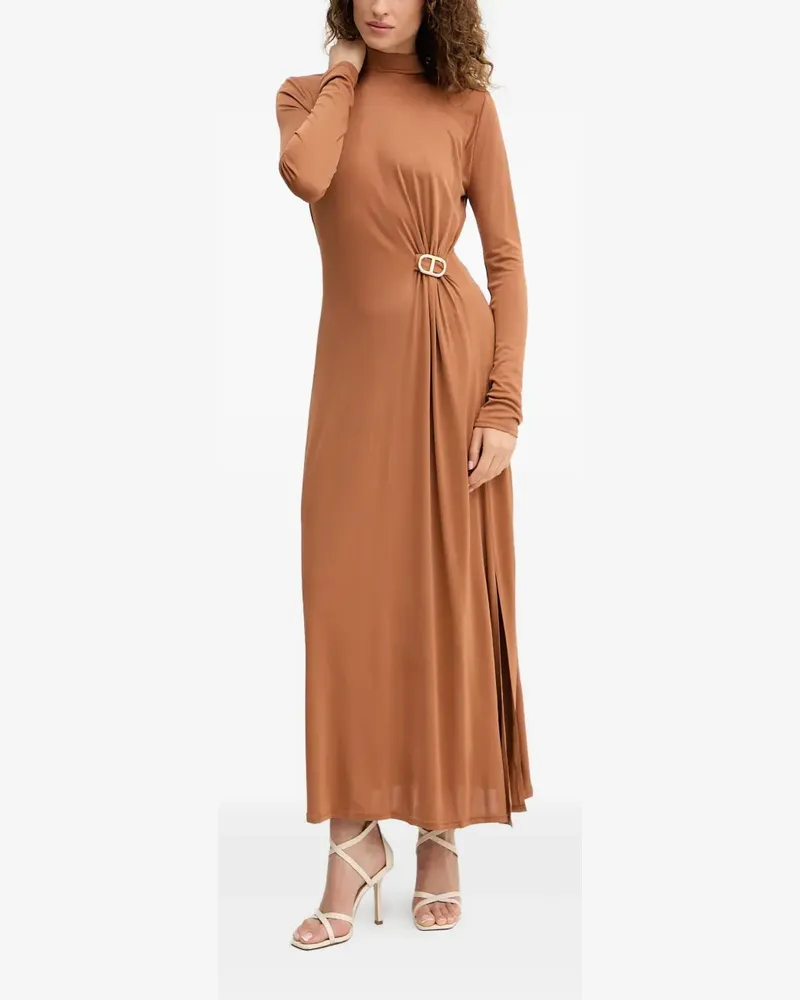 Twin-Set buckle-detail long-sleeve maxi dress - Braun Braun