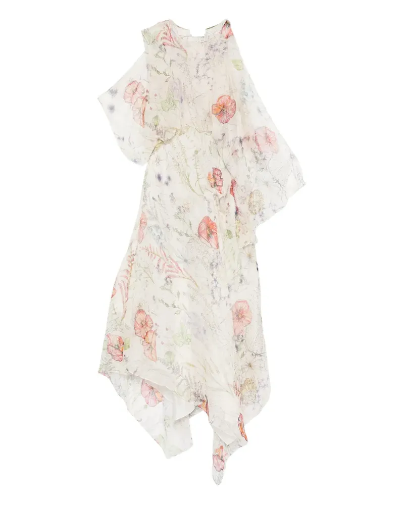Alexander McQueen floral-print midi dress - Nude Nude