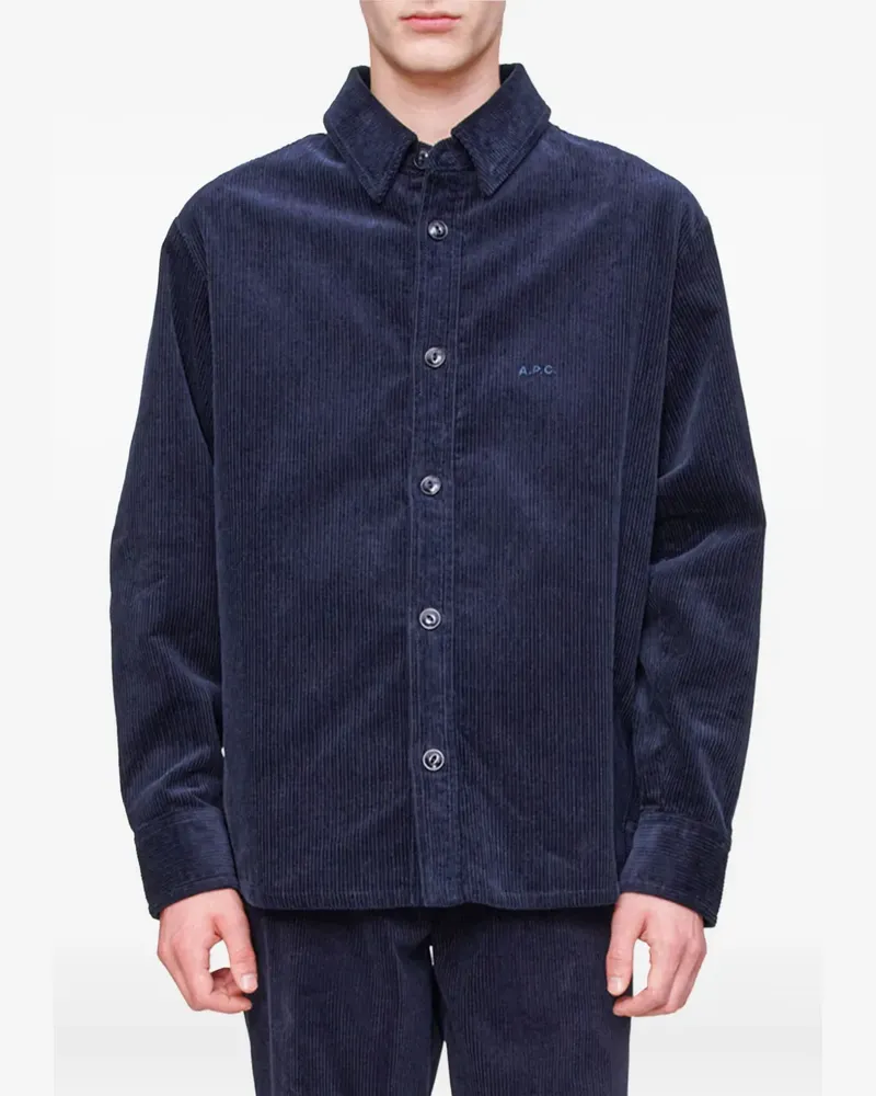 A.P.C. Hemd aus Cord mit Knopfverschluss - Blau Blau