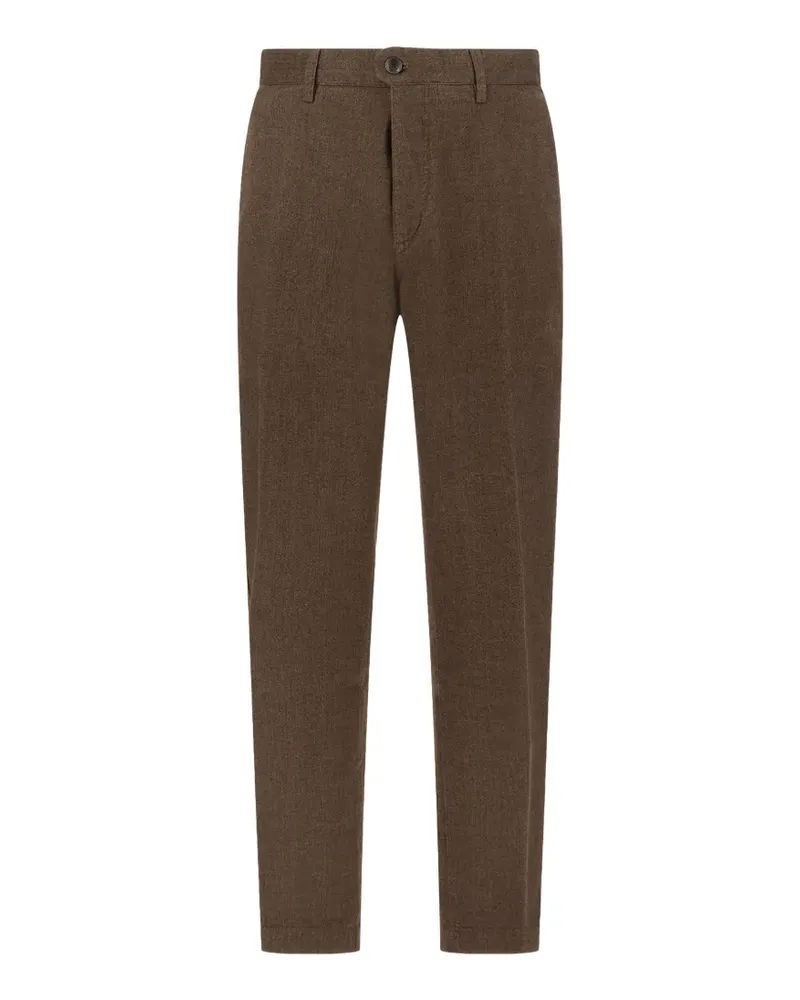 Incotex herringbone straight-leg trousers - Braun Braun