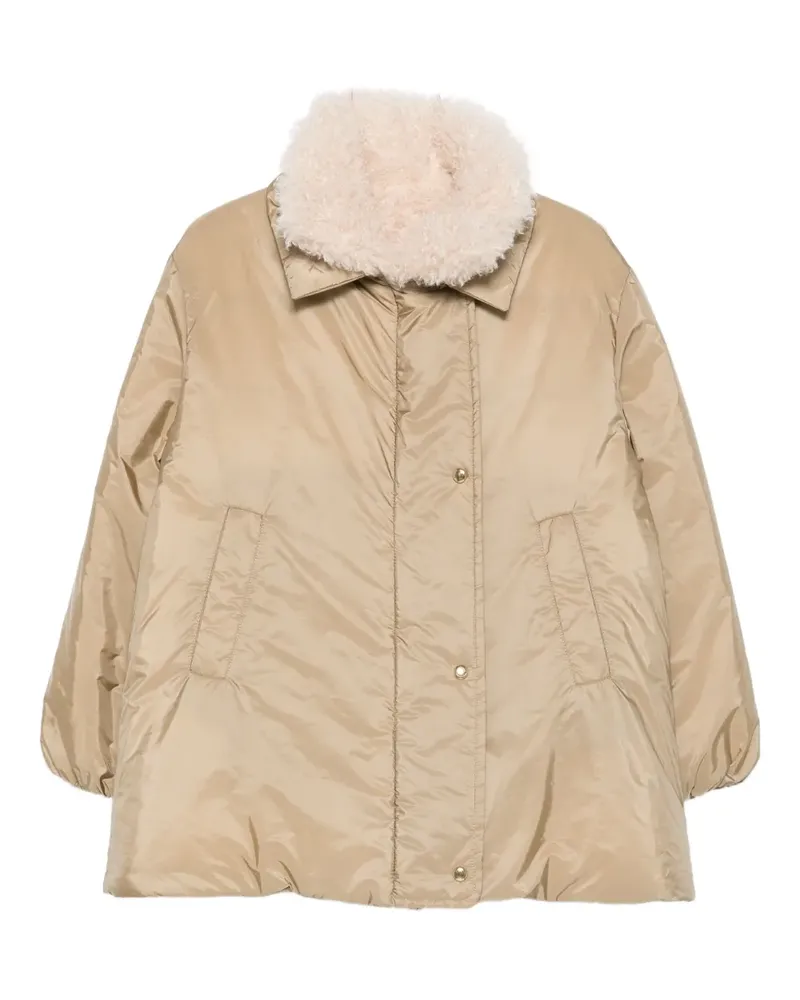 Moncler Voue sherpa-collar quilted jacket - Nude Nude