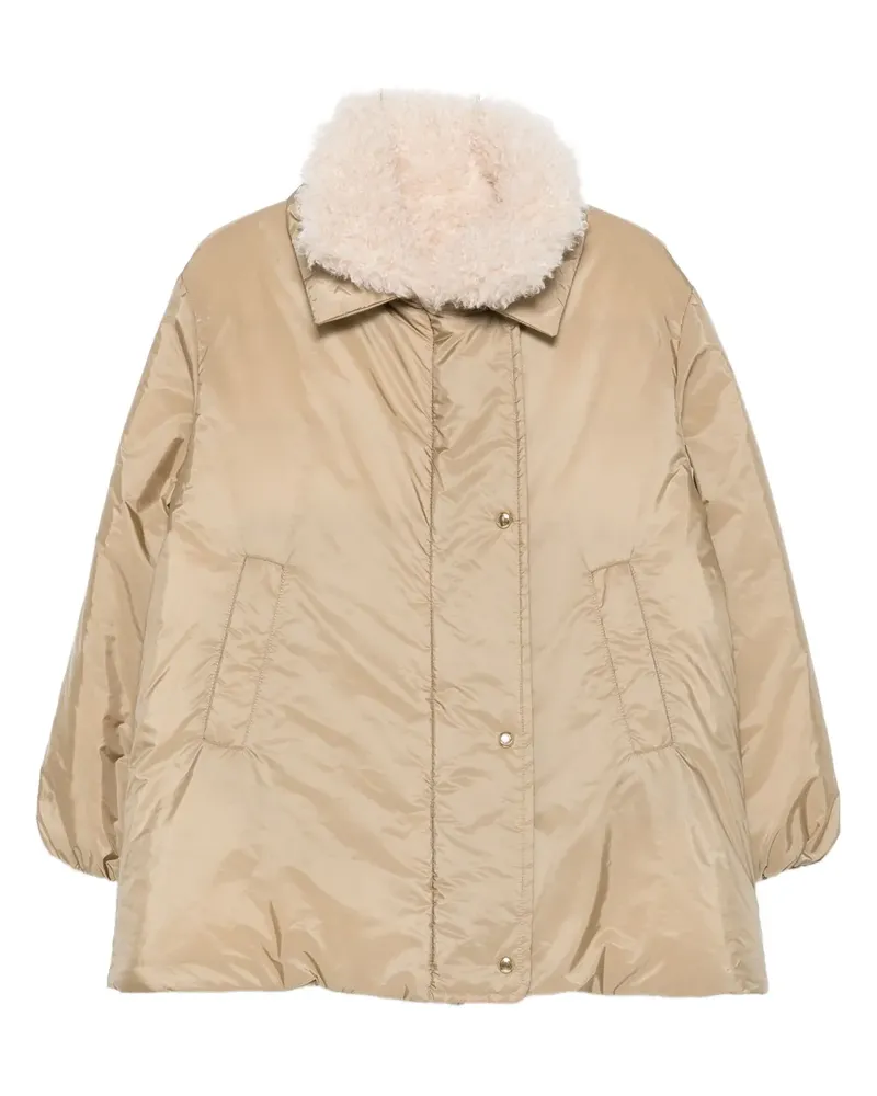Moncler Voue sherpa-collar quilted jacket - Nude Nude