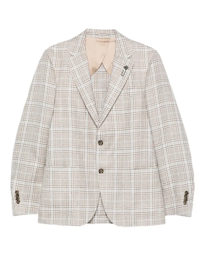 LARDINI checked blazer - Nude Nude