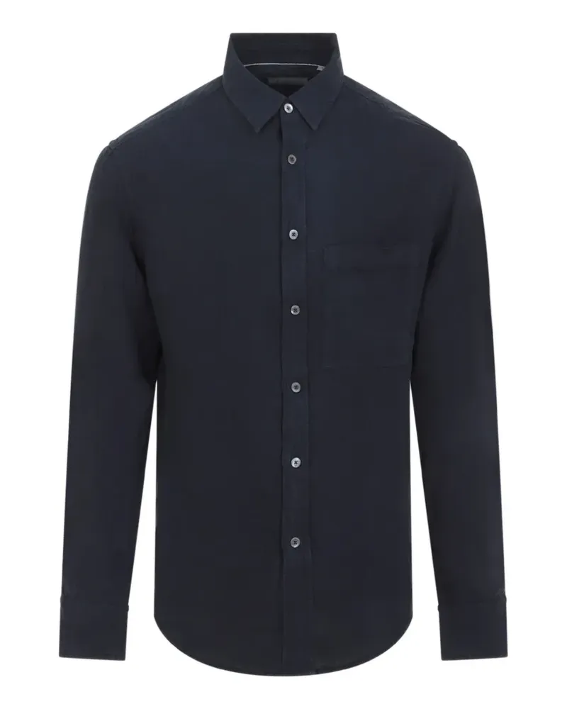 Canali Langärmeliges Hemd mit Brusttasche - Blau Blau