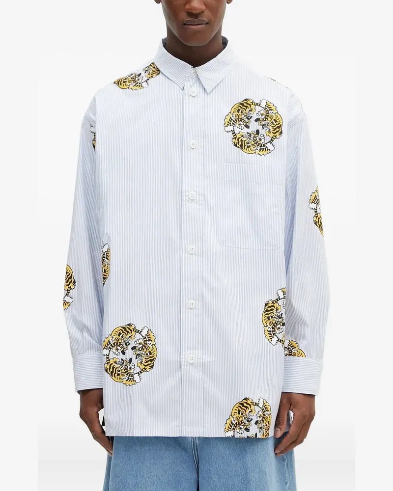 Kenzo Gestreiftes T-Shirt mit Tiger-Print - Blau Blau