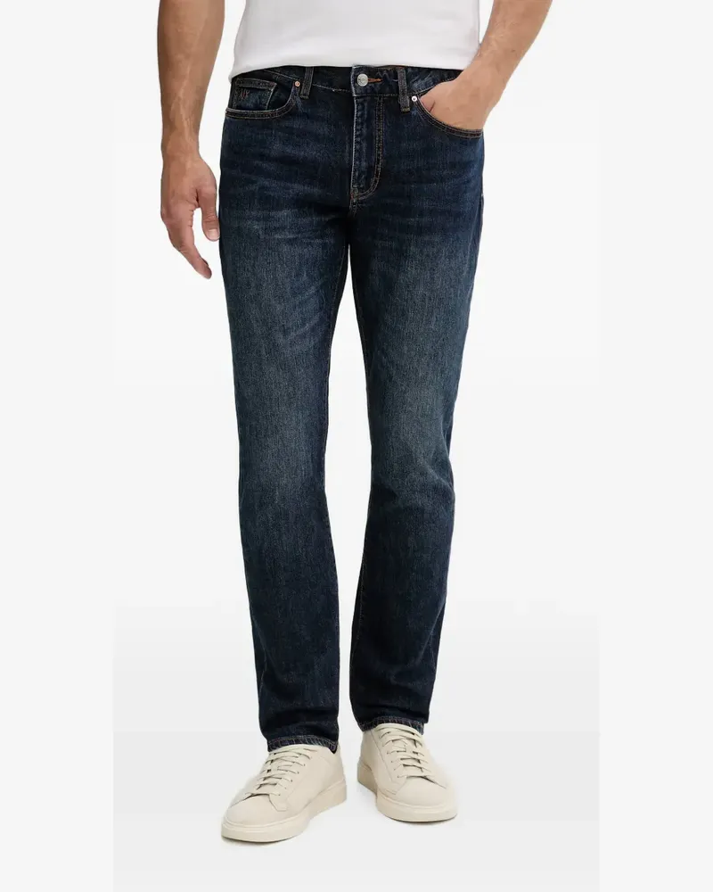 Armani Exchange logo-embroidered slim-fit jeans - Blau Blau