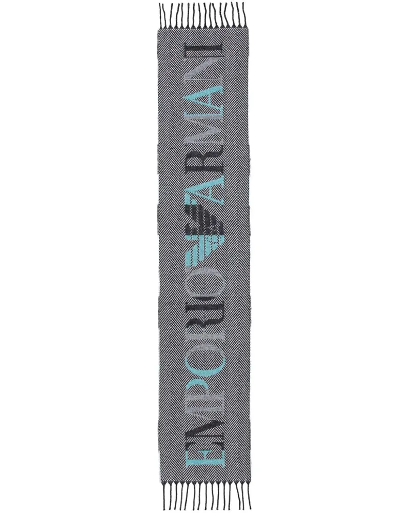 Emporio Armani Schal mit Intarsien-Logo - Schwarz Schwarz