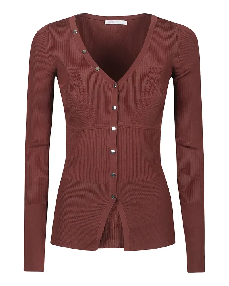 Patrizia Pepe ribbed-design cardigan - Braun Braun