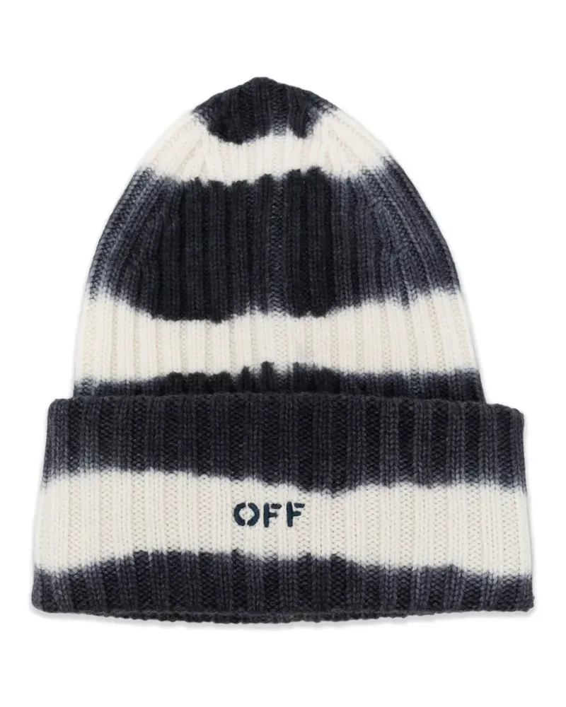 OFF-WHITE tie-dye ribbed-knit beanie hat - Weiß Weiß