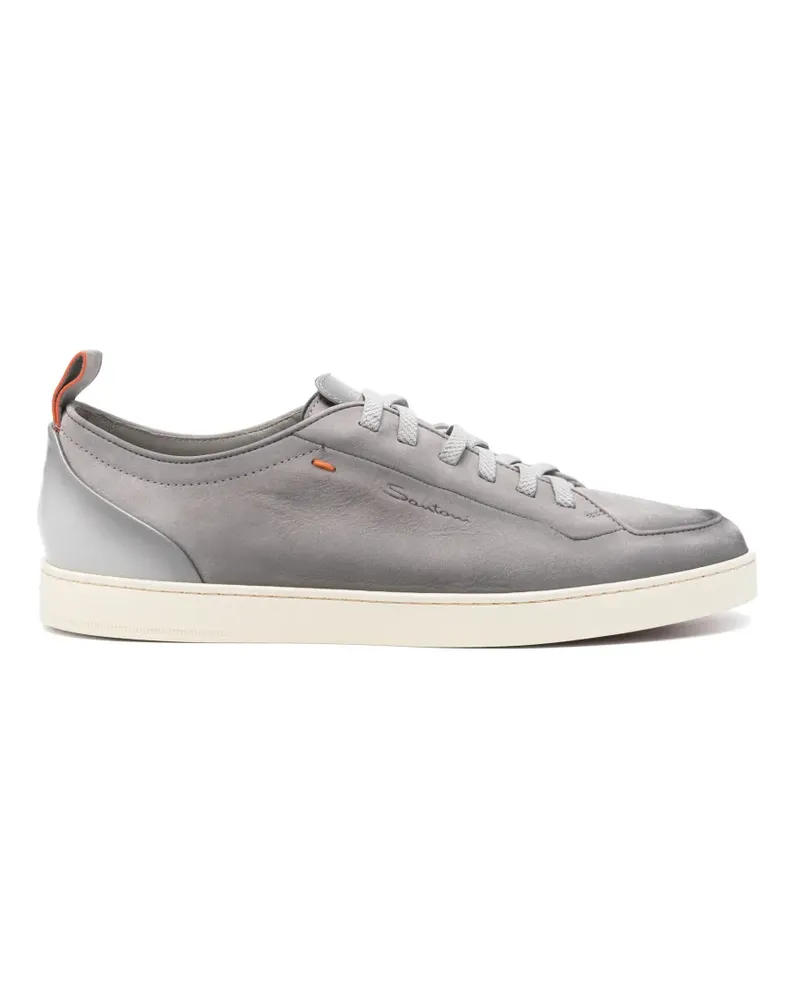 Santoni logo-debossed leather sneakers - Grau Grau