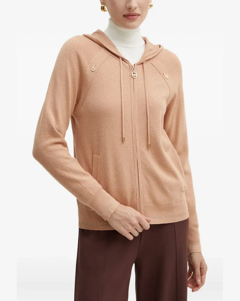 Liu Jo logo-detail zip-fastening hoodie - Nude Nude