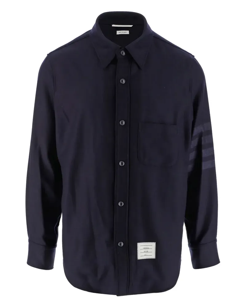 Thom Browne Flanell-Hemdjacke mit Druckknöpfen - Blau Blau