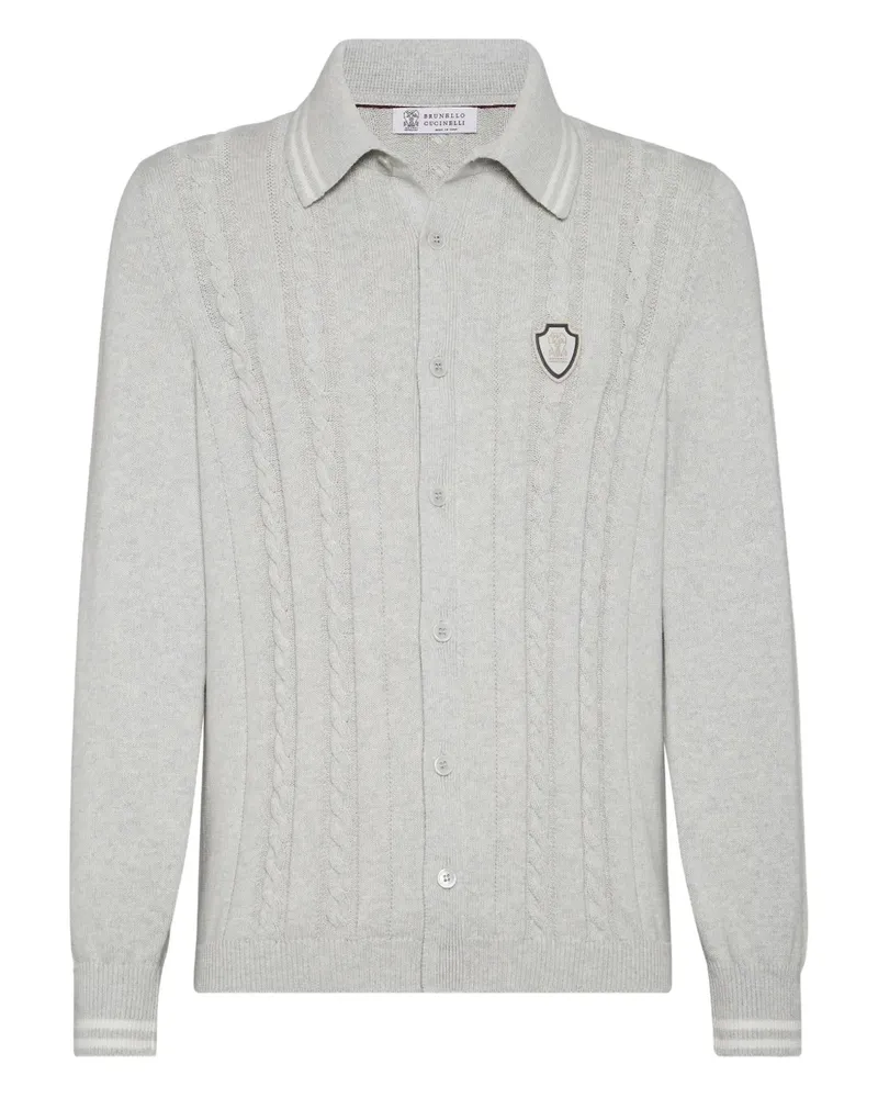 Brunello Cucinelli Cardigan mit Zopfmuster - Grau Grau