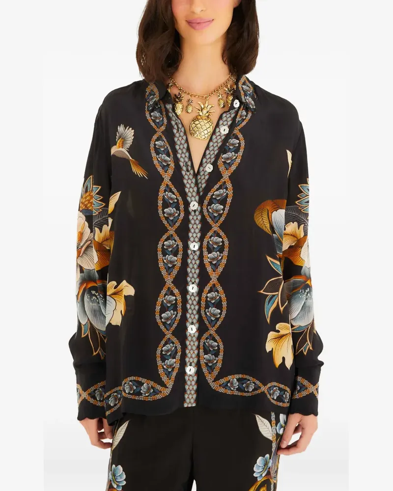 FARM Rio buttoned floral shirt - Schwarz Schwarz