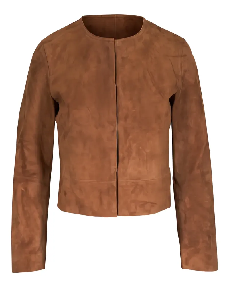 Vince Kragenlose Wildlederjacke - Braun Braun
