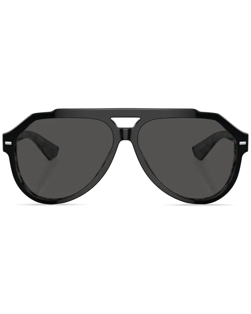 Dolce & Gabbana Sonnenbrille mit rundem Gestell - Schwarz Schwarz