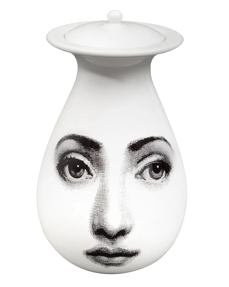 Fornasetti Vase mit Print Weiß