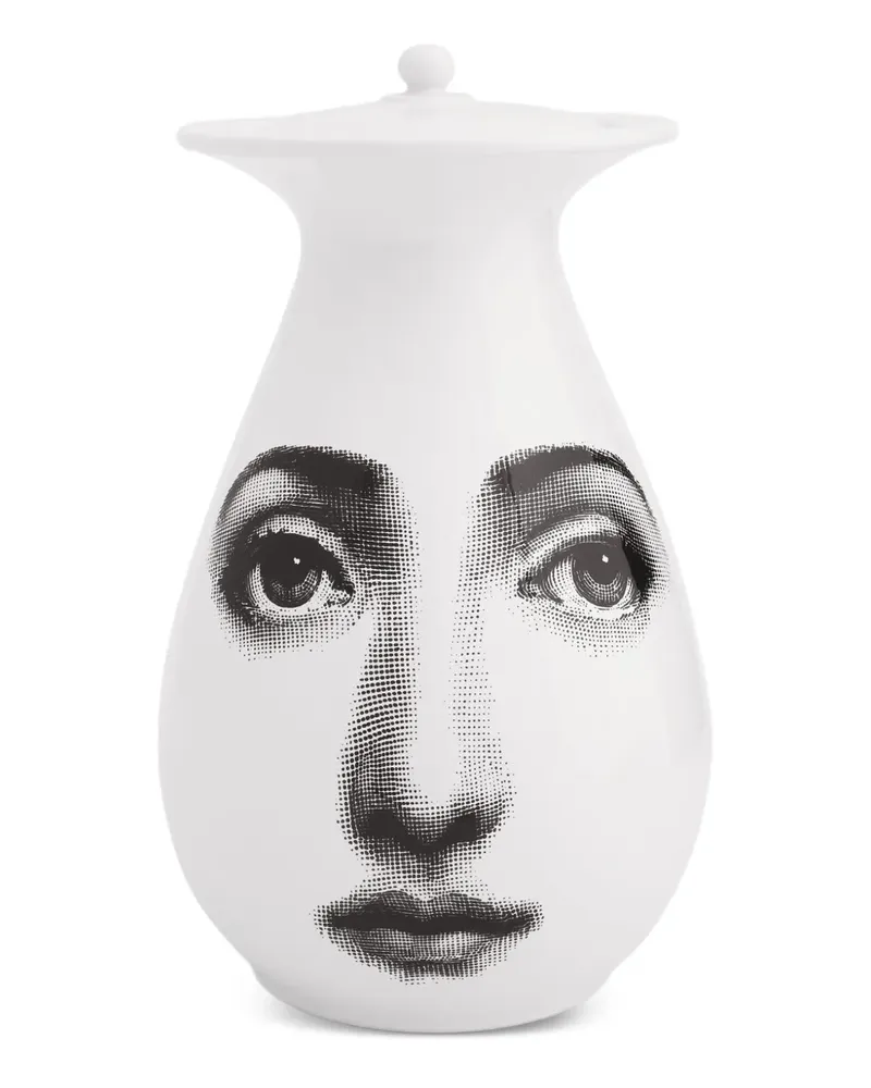 Fornasetti Vase mit Print - Weiß Weiß