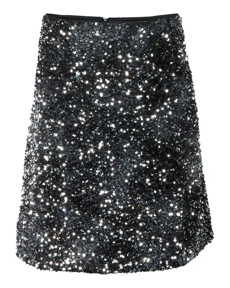 Max Mara Uvetta Minirock in A-Linie mit Pailletten - Schwarz Schwarz