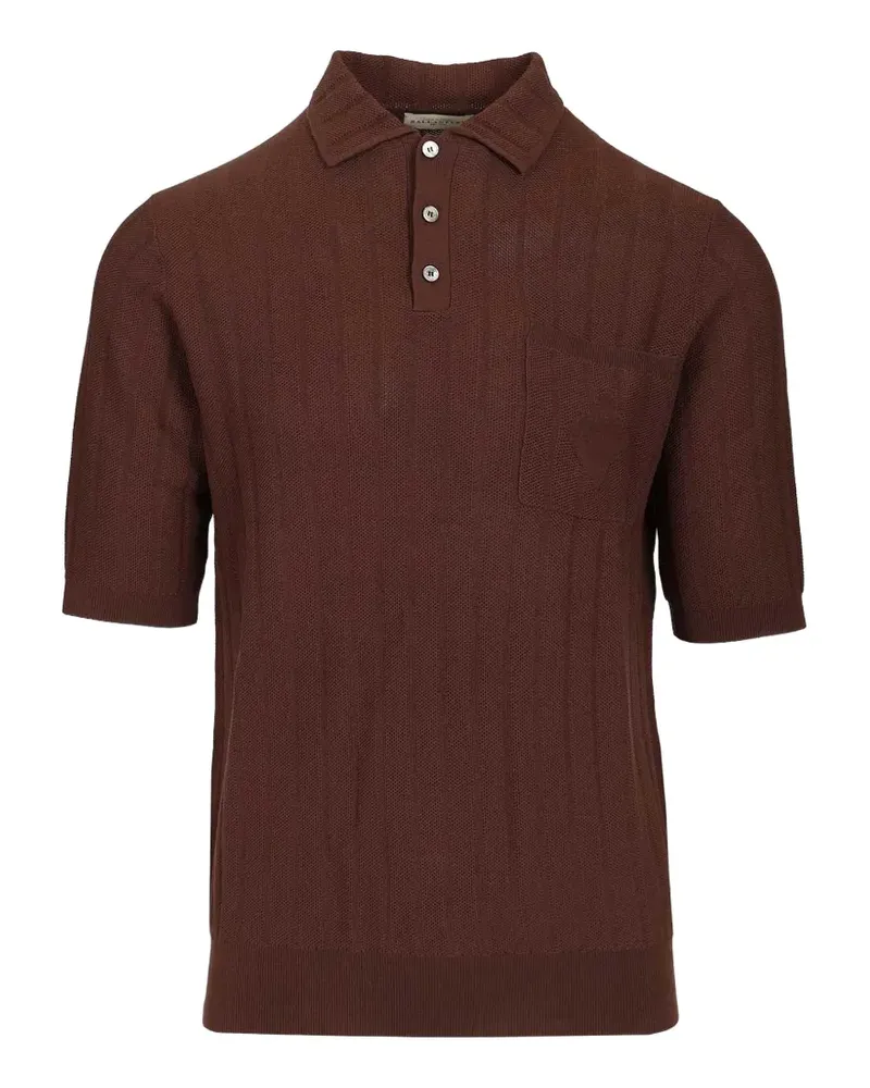 Ballantyne ribbed-knit chest-pocket polo shirt - Braun Braun