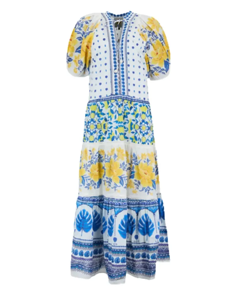 FARM Rio Zuli mosaic-print midi dress - Blau Blau