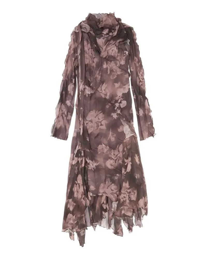 Diesel Asymmetrisches Midikleid aus Chiffon und Seidenkrepp - Braun Braun