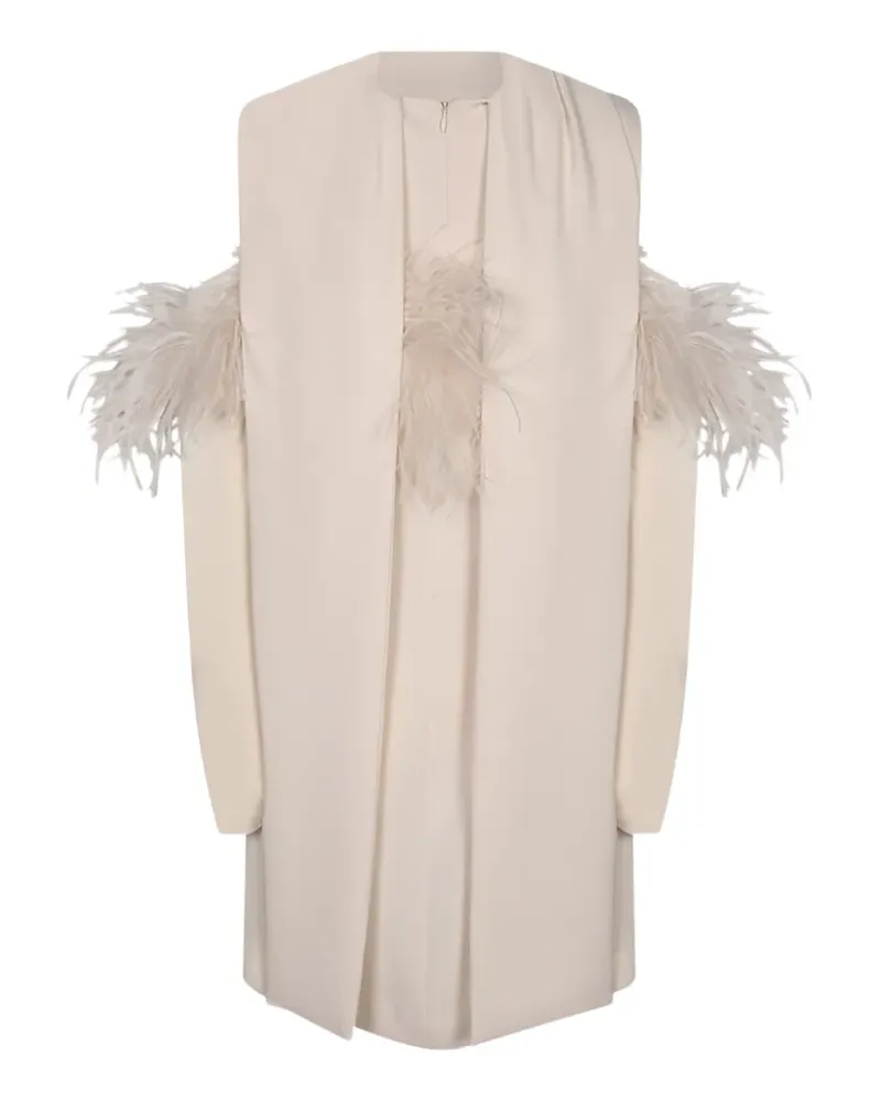 P.A.R.O.S.H. P.A.R.O H. Schulterfreies Kleid mit Federbesatz - Nude Nude
