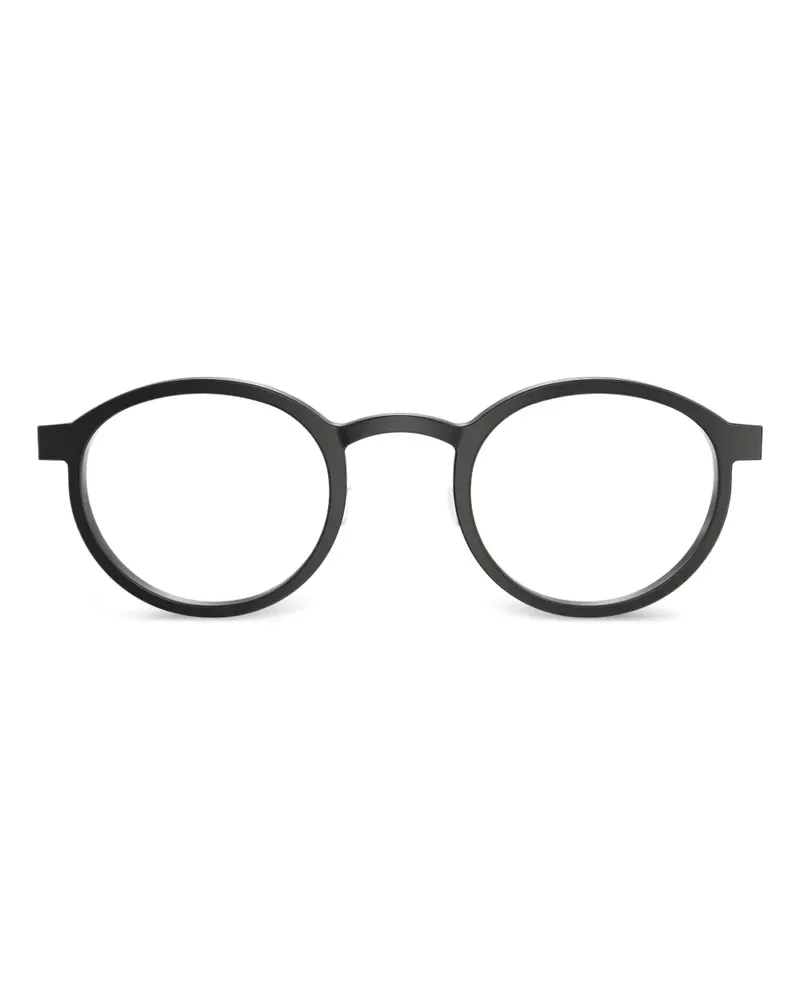 Lindberg Brille aus Titan mit rundem Gestell - Schwarz Schwarz