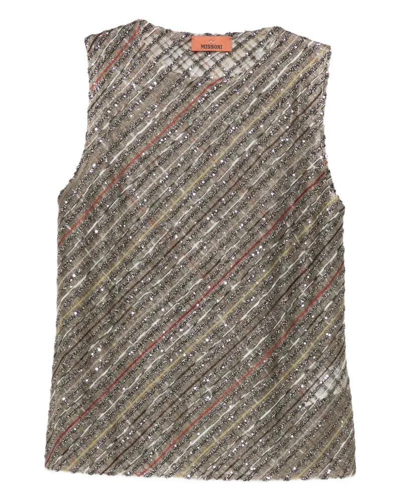 Missoni Gestreiftes Paillettenoberteil - Grau Grau