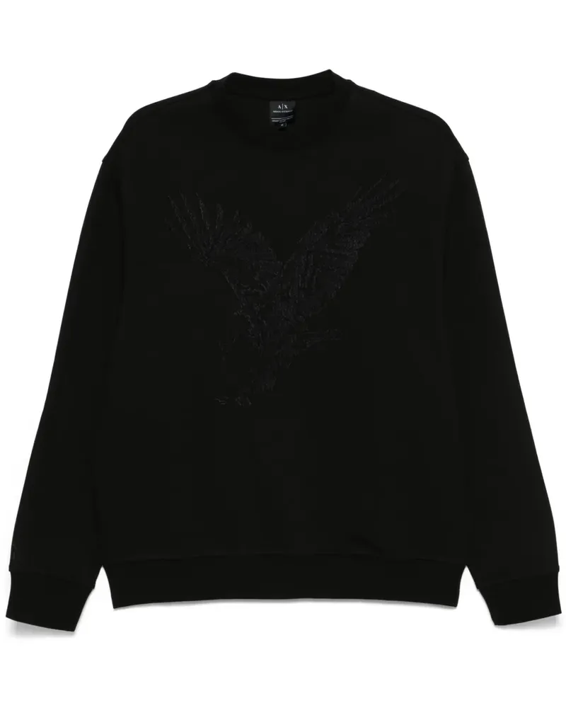 Armani Exchange Sweatshirt mit Adlerstickerei - Schwarz Schwarz