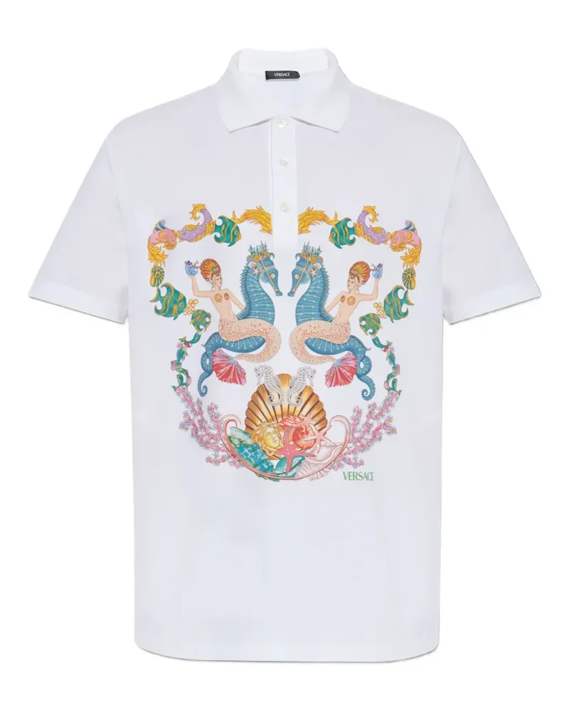 Versace Poloshirt mit grafischem Print - Weiß Weiß