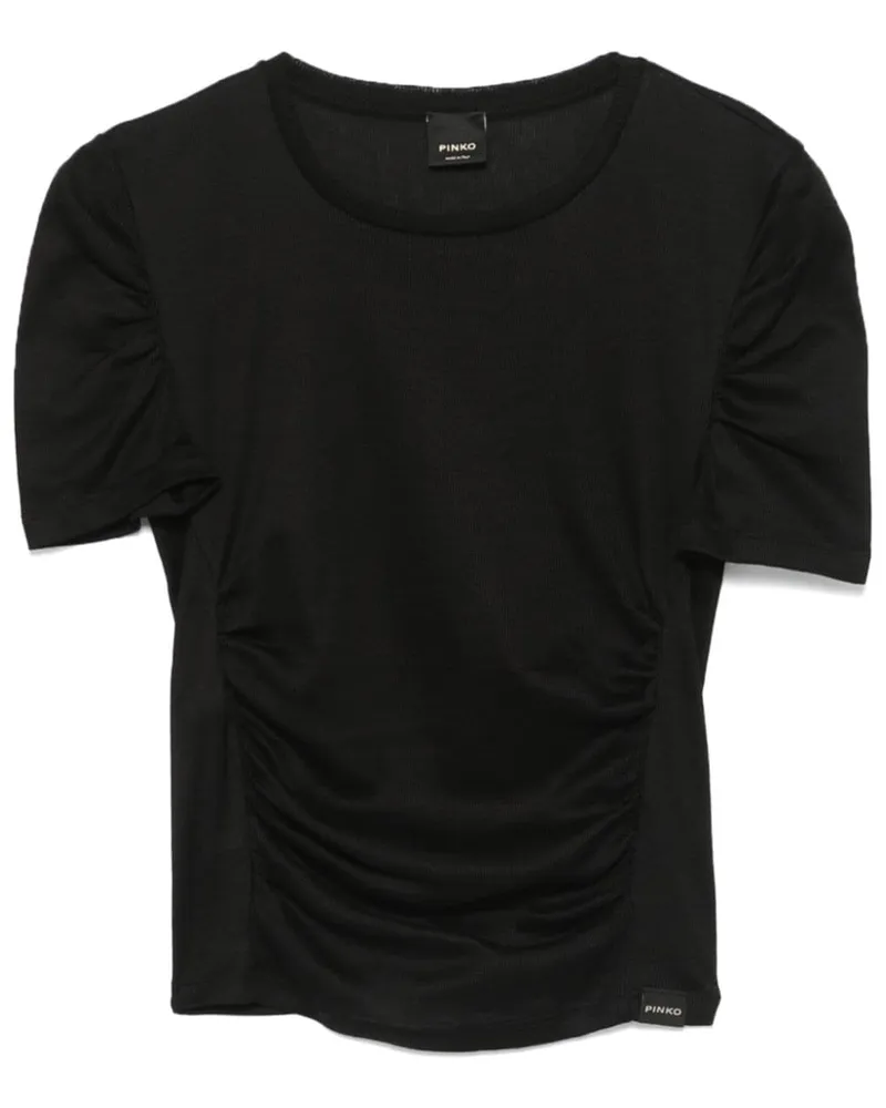 Pinko T-Shirt mit Raffungen - Schwarz Schwarz