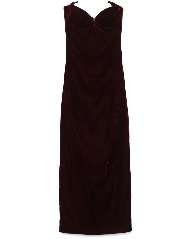 Thierry Mugler Trägerloses Samtkleid - Rot Rot
