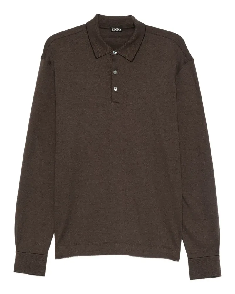 Ermenegildo Zegna Langärmeliges Poloshirt - Braun Braun