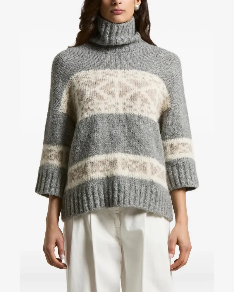 Peserico Rollkragenpullover mit Fairisle-Muster - Grau Grau