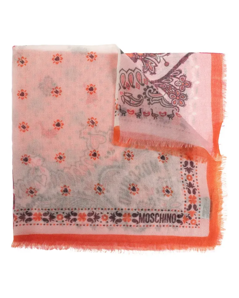 Moschino paisley-print frayed cashmere scarf - Rosa Rosa